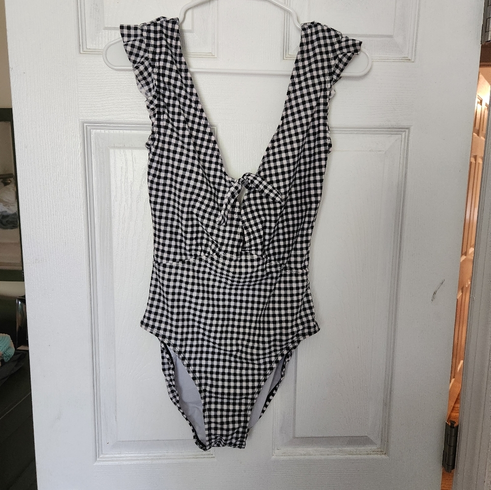 Buru black and white check swimsuit